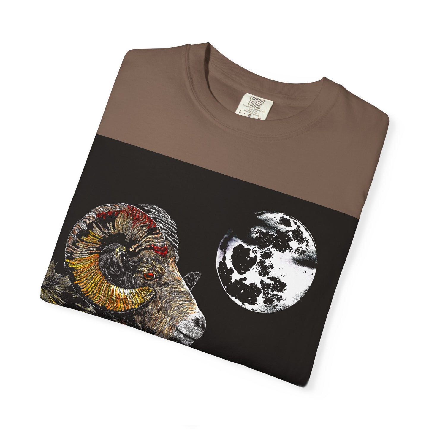 Ram and Moon Graphic Unisex T-Shirt - Nature-Inspired Artwear