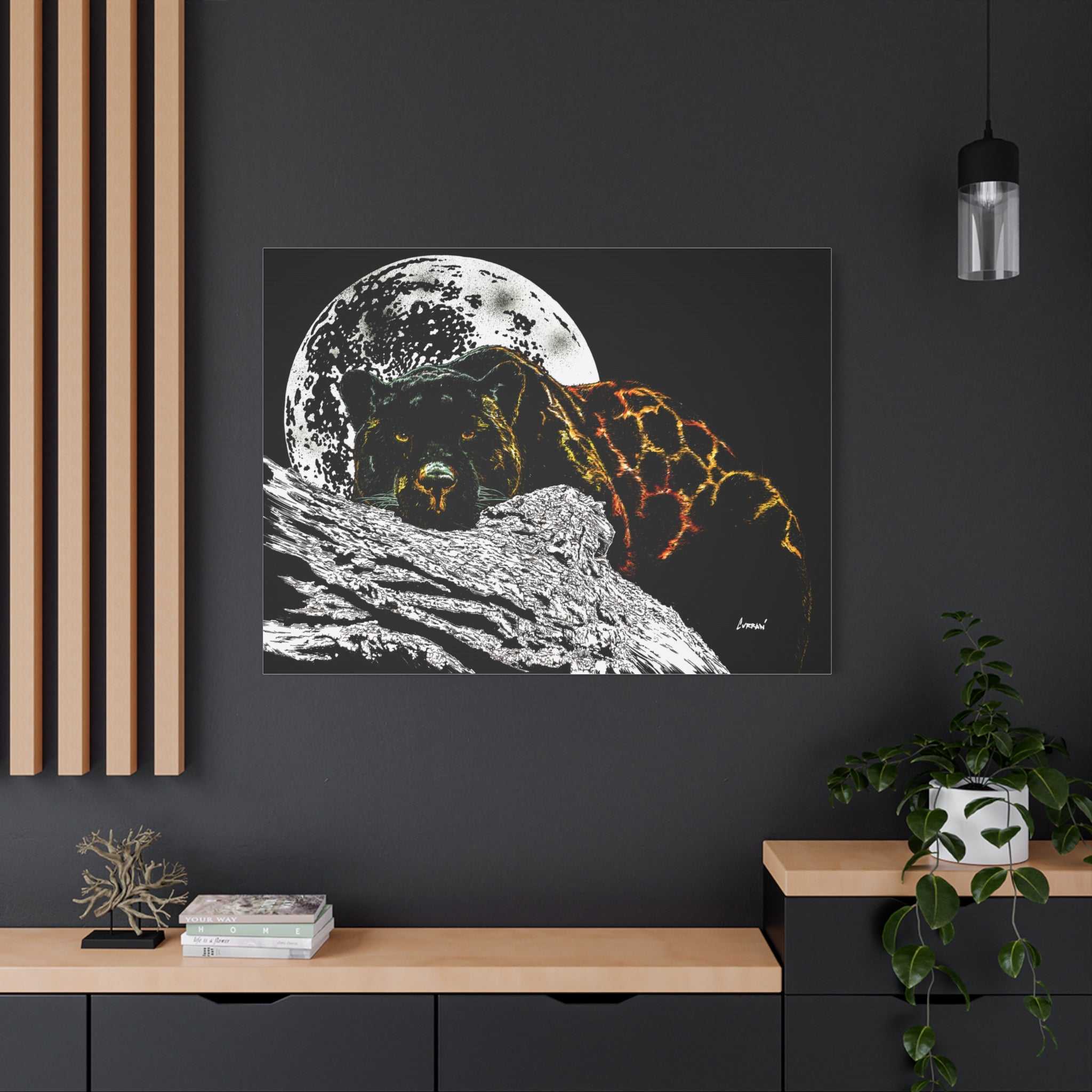 Panther in the Moonlight Print of my Original hand drawn art