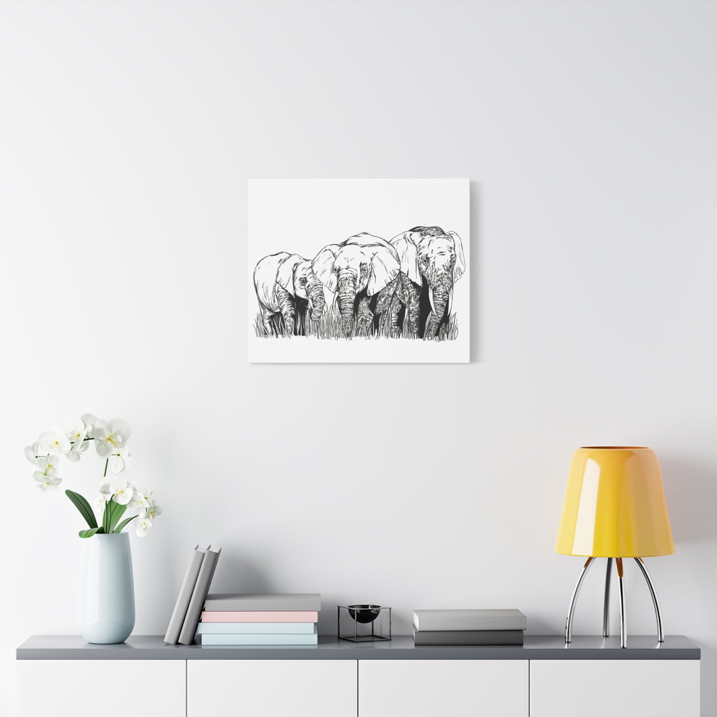Elephant Family Art – Original Hand-Drawn Unique,