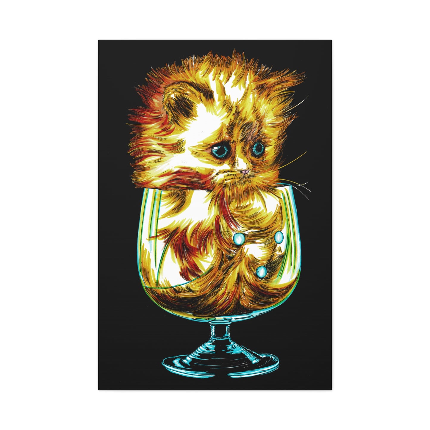 Whimsical Cat Art Canvas Print - 1.25" Stretched Wall Decor