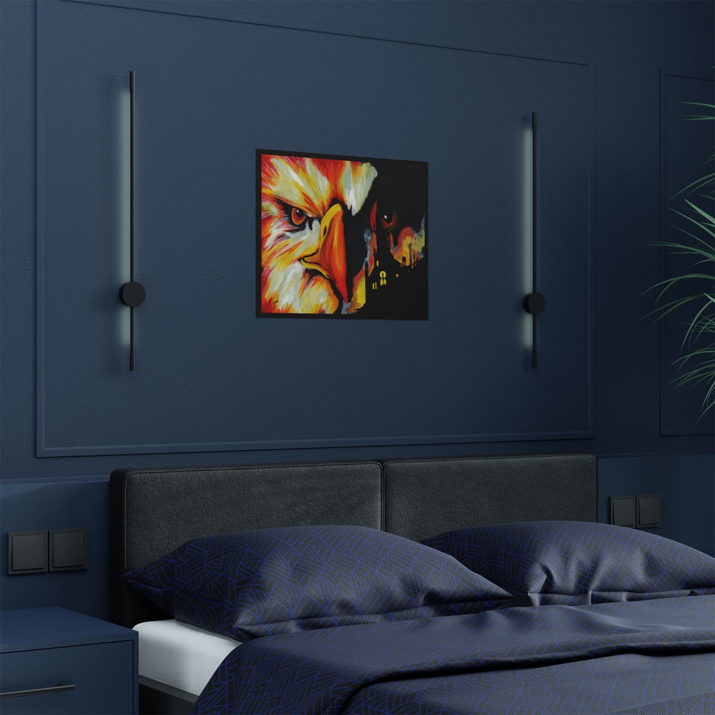 Phoenix Vibrant Satin Poster - Fierce Eagle Artwork