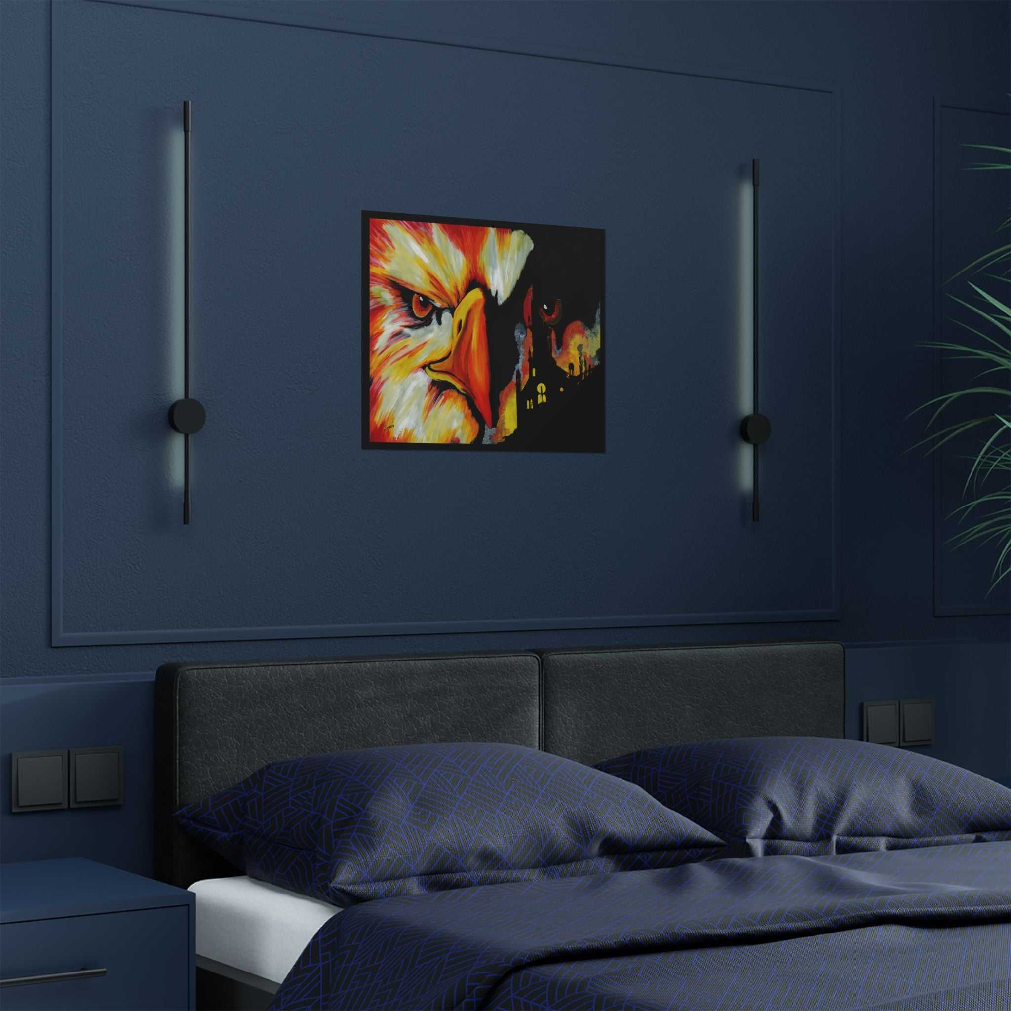 Phoenix Vibrant Satin Poster - Fierce Eagle Artwork