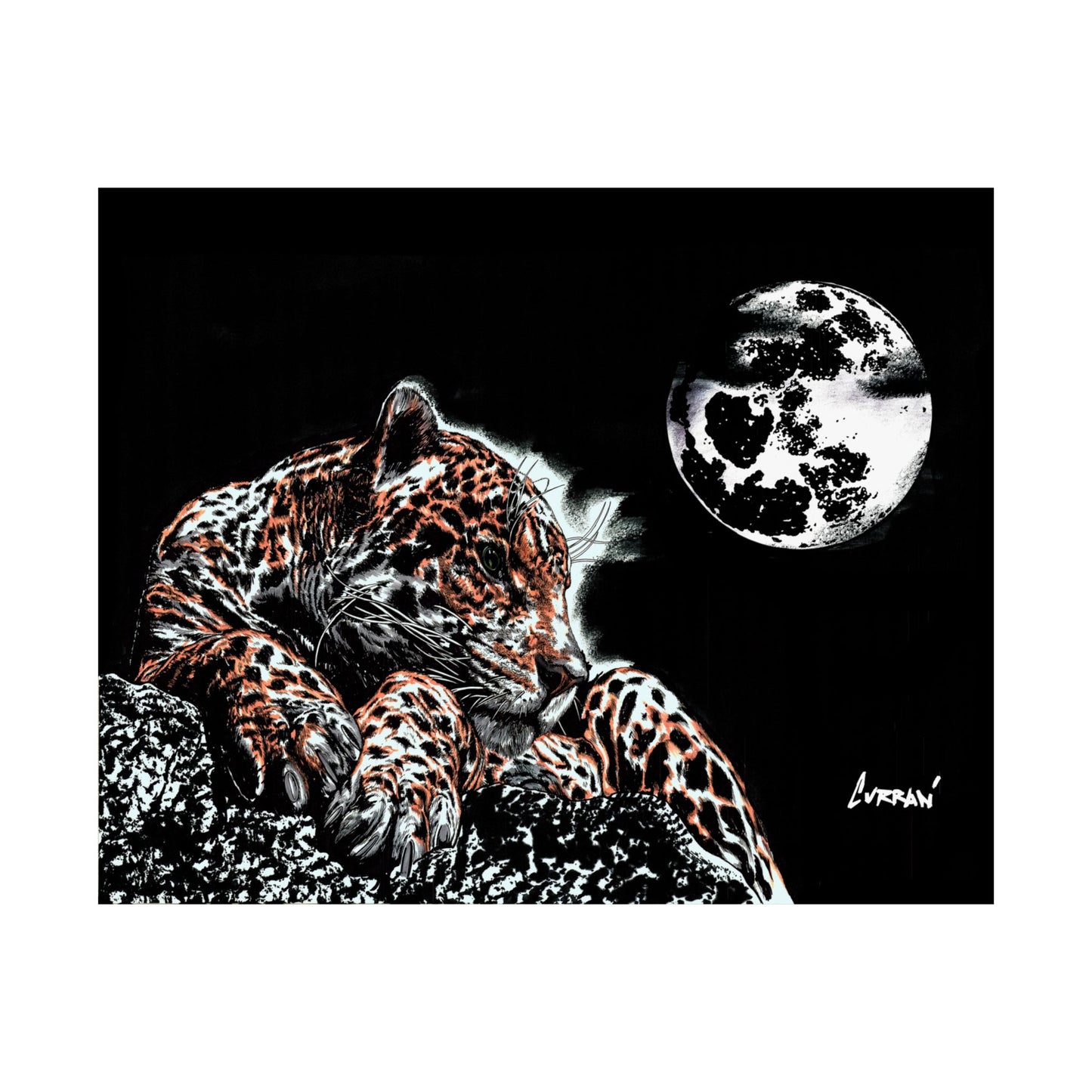 Majestic Leopard Satin Poster (300gsm) - Moonlit Wildlife Art