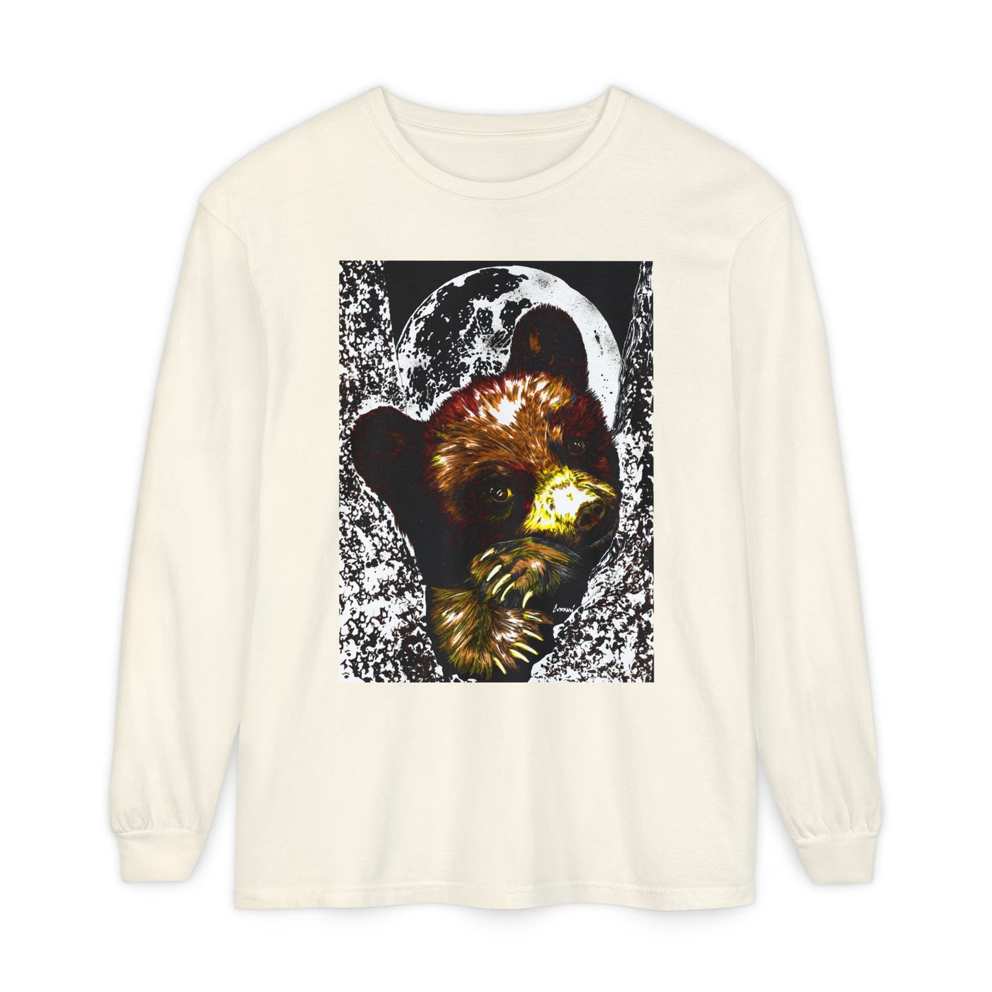 Moonlit Brown Bear Cub Unisex Long Sleeve T Shirt