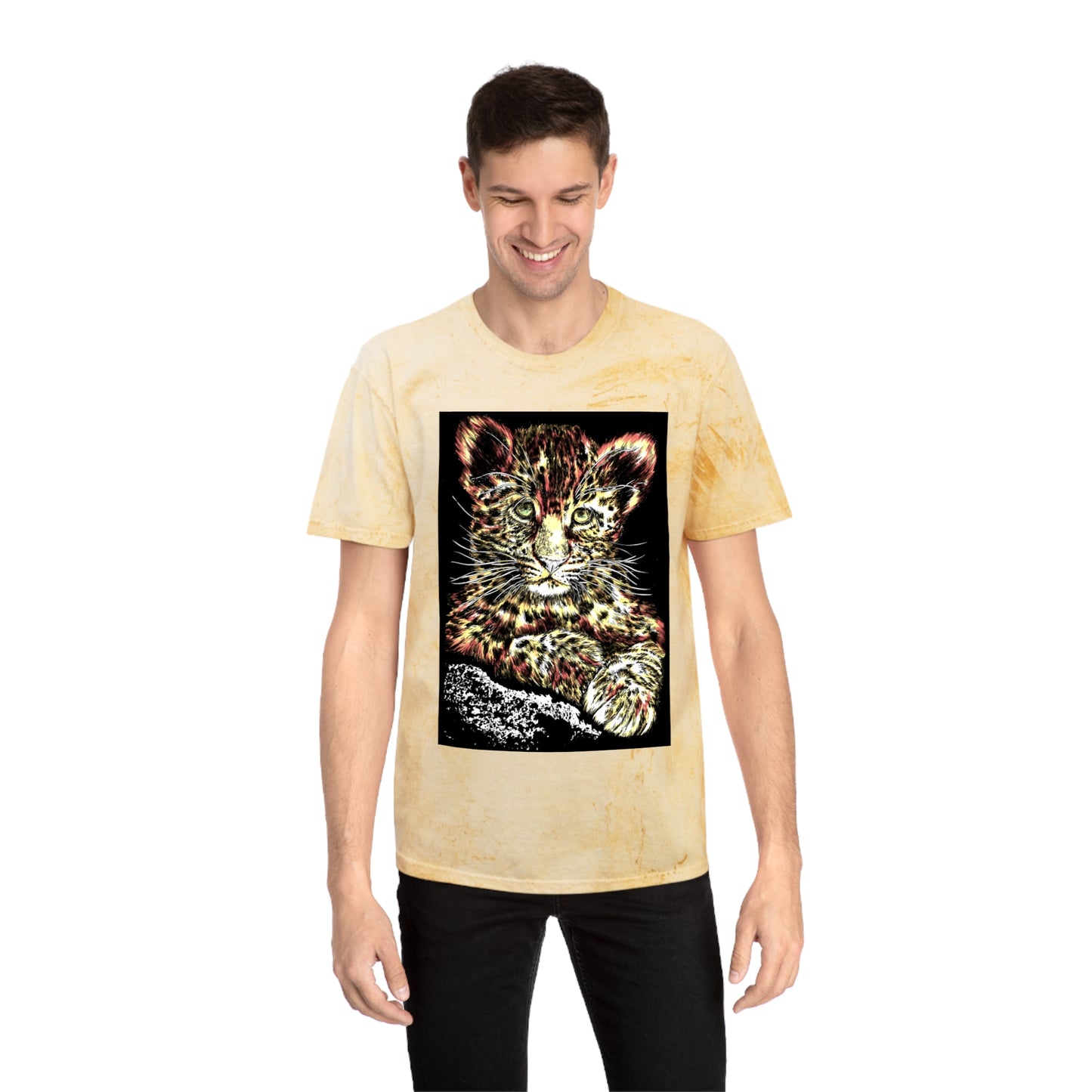 Majestic Leopard Color Blast T Shirt Original Hand Drawn Art