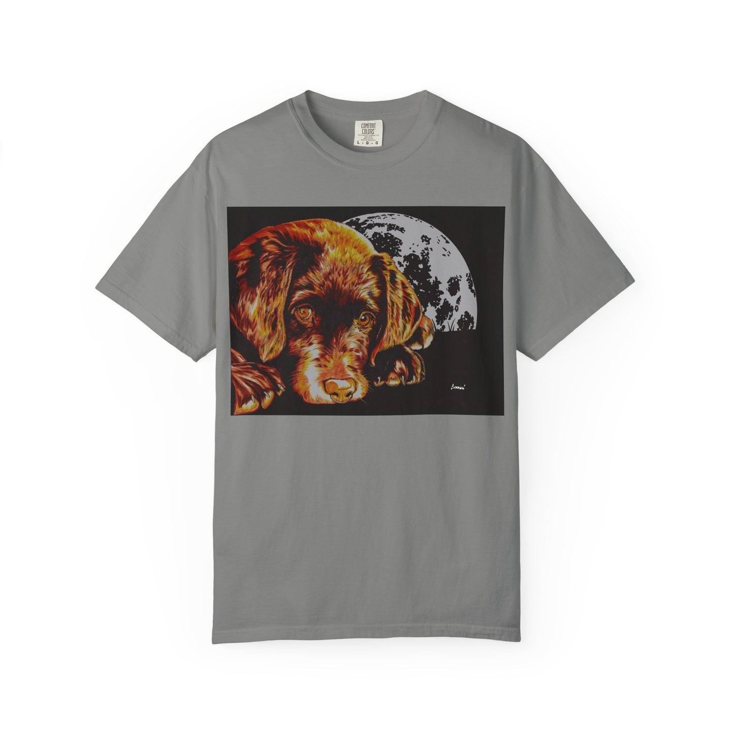 Moonlit Chocolate Lab Puppy Unisex Garment-Dyed T-Shirt