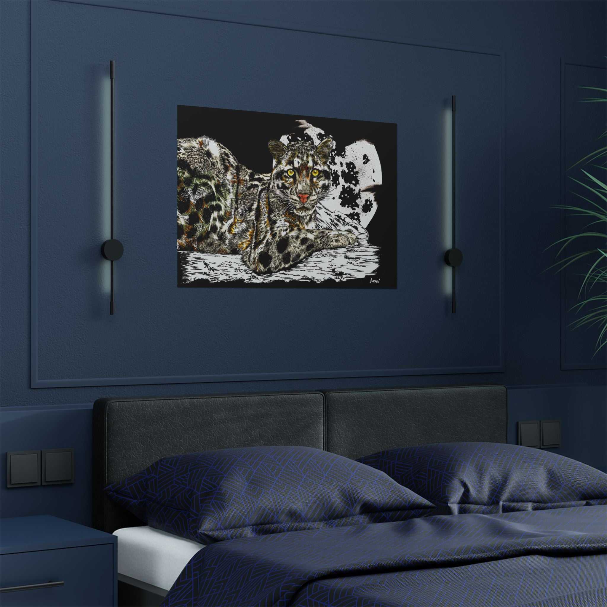 Majestic Snow Leopard Satin Poster, Art Print
