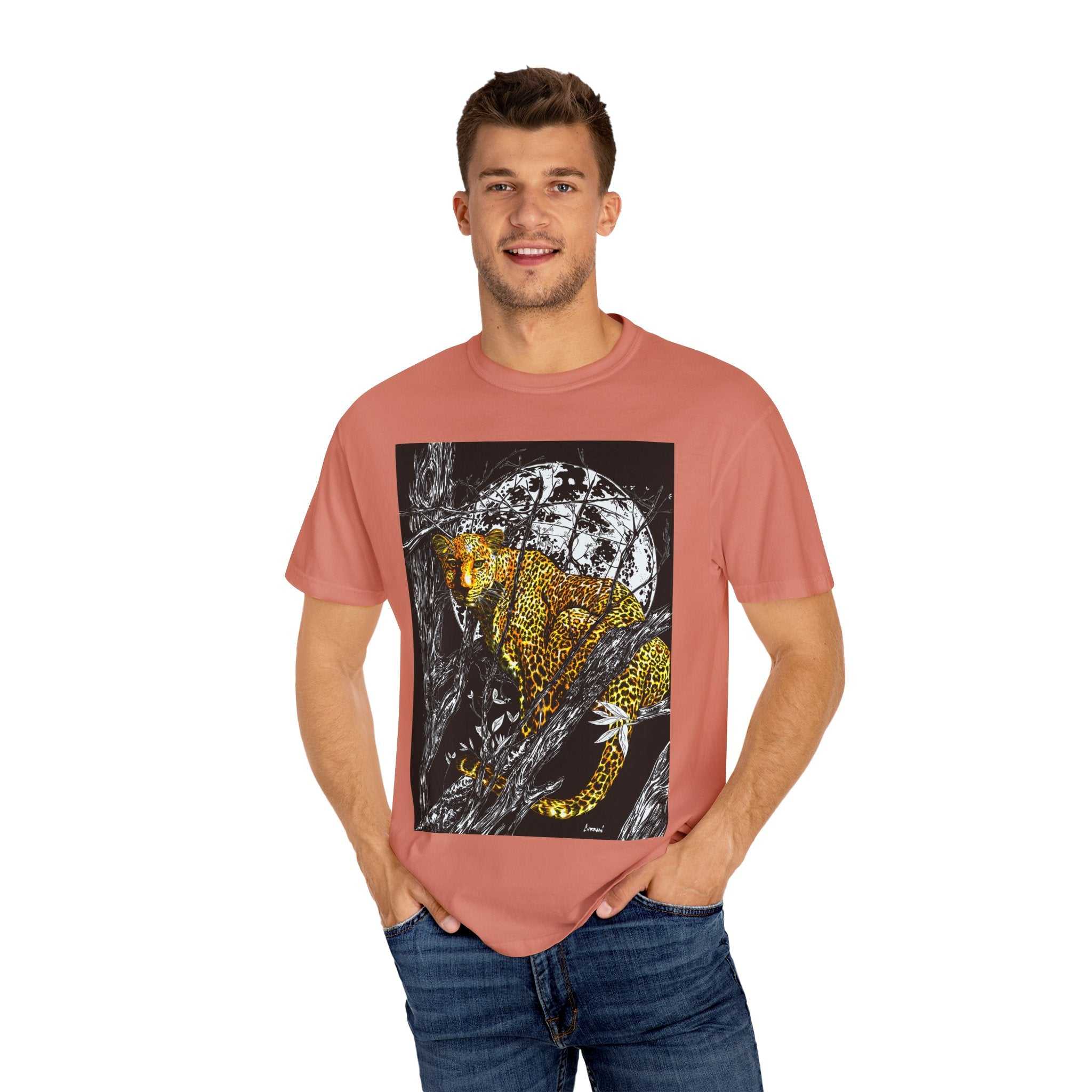 Leopard Unisex Garment-Dyed T-Shirt - Wild Animal Art Tee