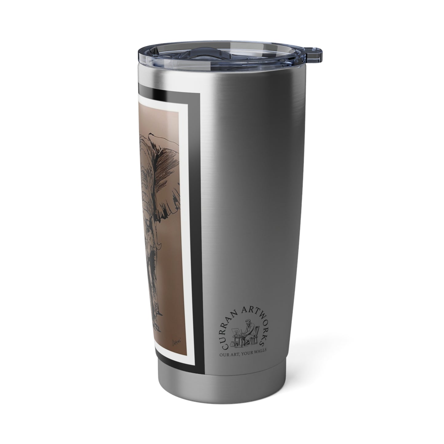 Elephant Art 20oz Tumbler, Gift Mug for Travelers
