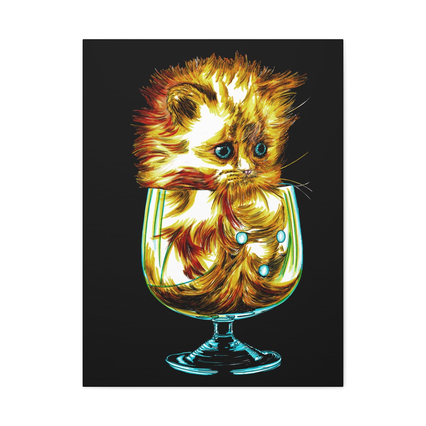 Whimsical Cat Art Canvas Print - 1.25" Stretched Wall Decor
