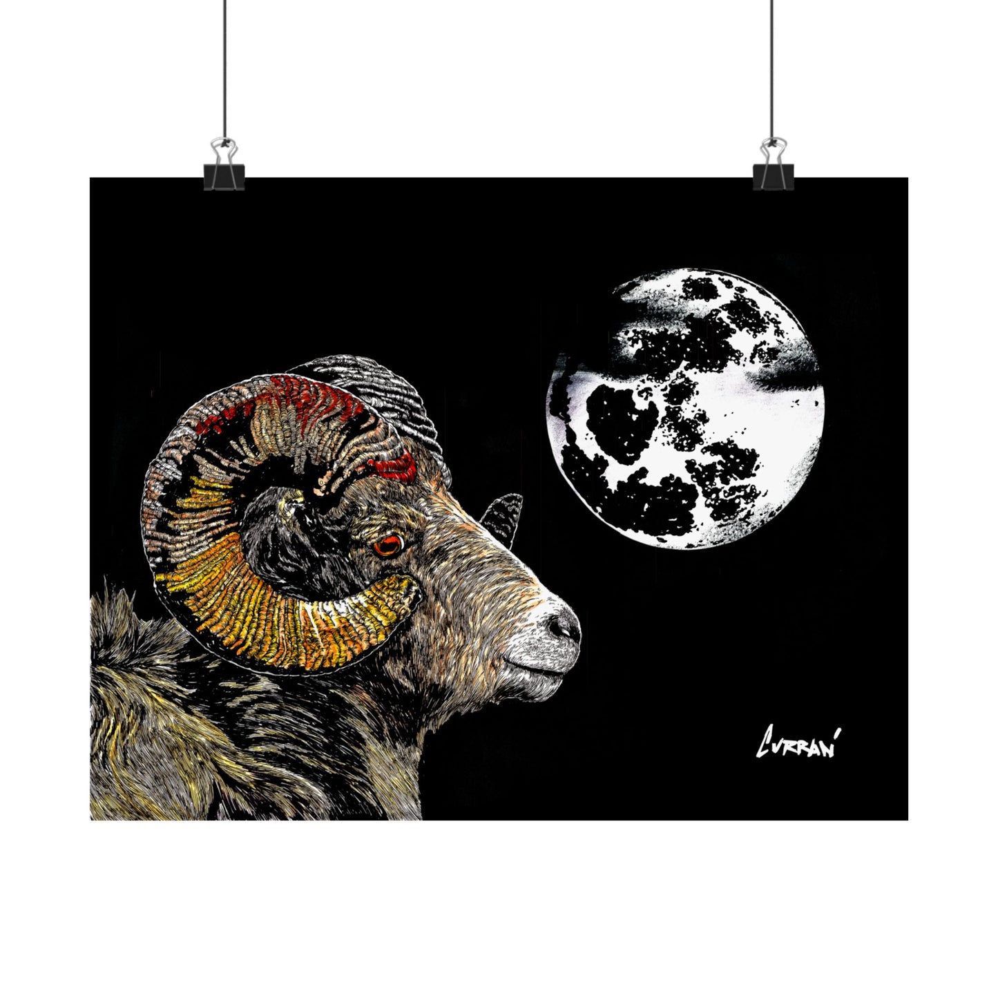 Mountain Ram Satin Poster - 300gsm Art Print for Home Decor