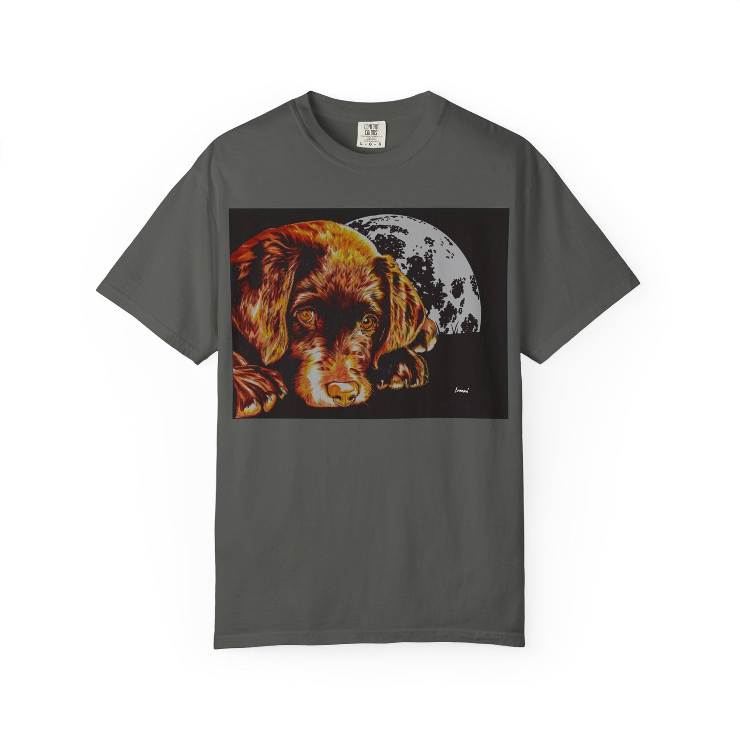 Moonlit Chocolate Lab Puppy Unisex Garment-Dyed T-Shirt