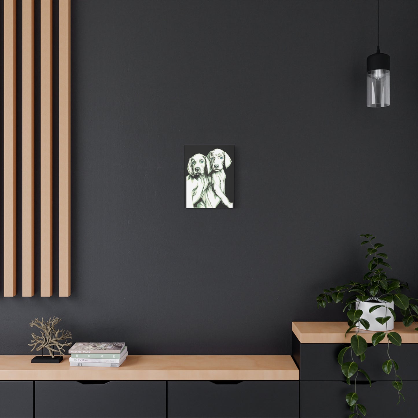 Two Puppies Art Canvas Print - Stretched Wall Decor
