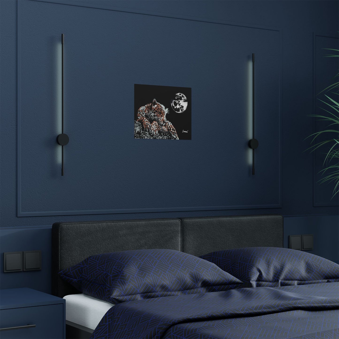 Majestic Leopard Satin Poster (300gsm) - Moonlit Wildlife Art