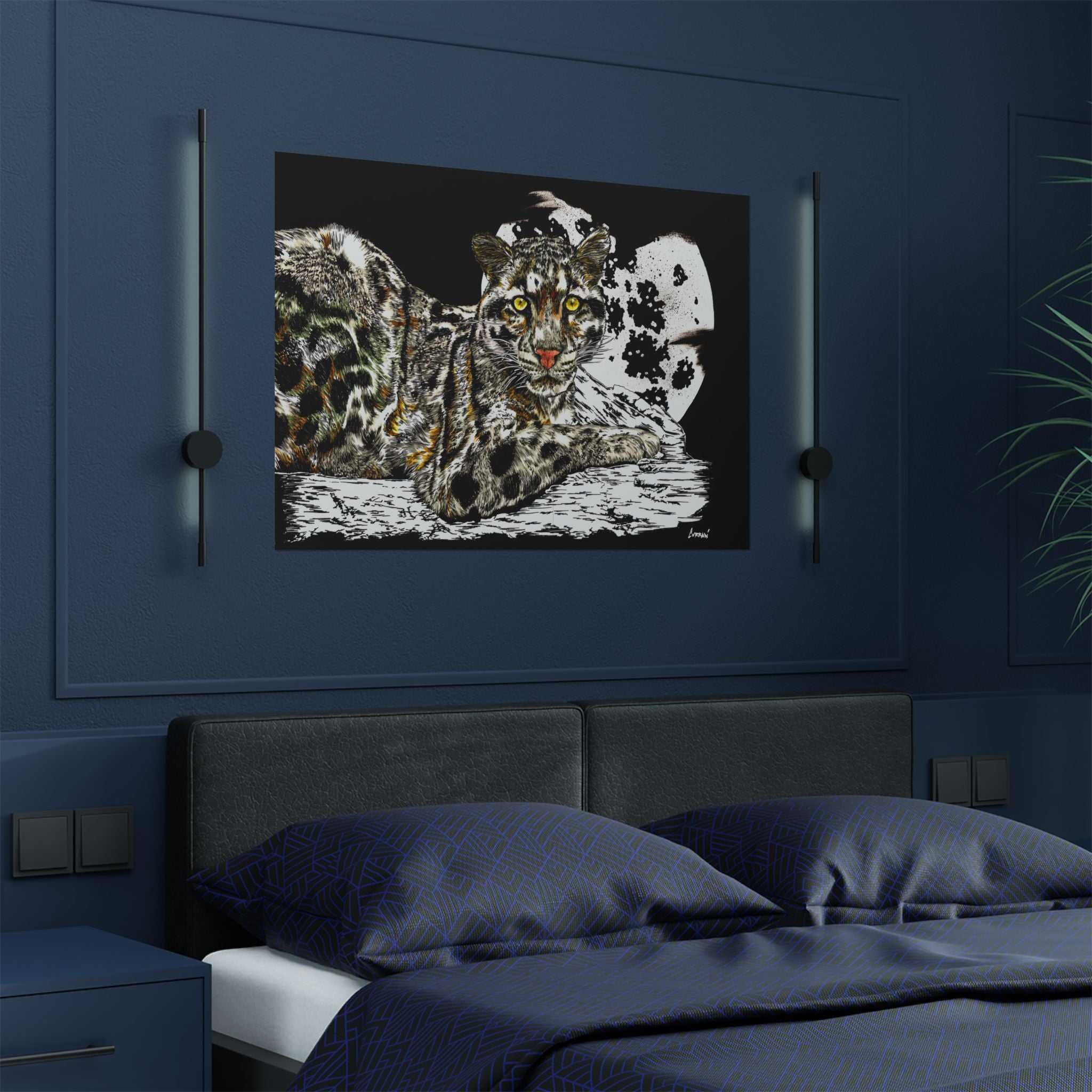 Majestic Snow Leopard Satin Poster, Art Print
