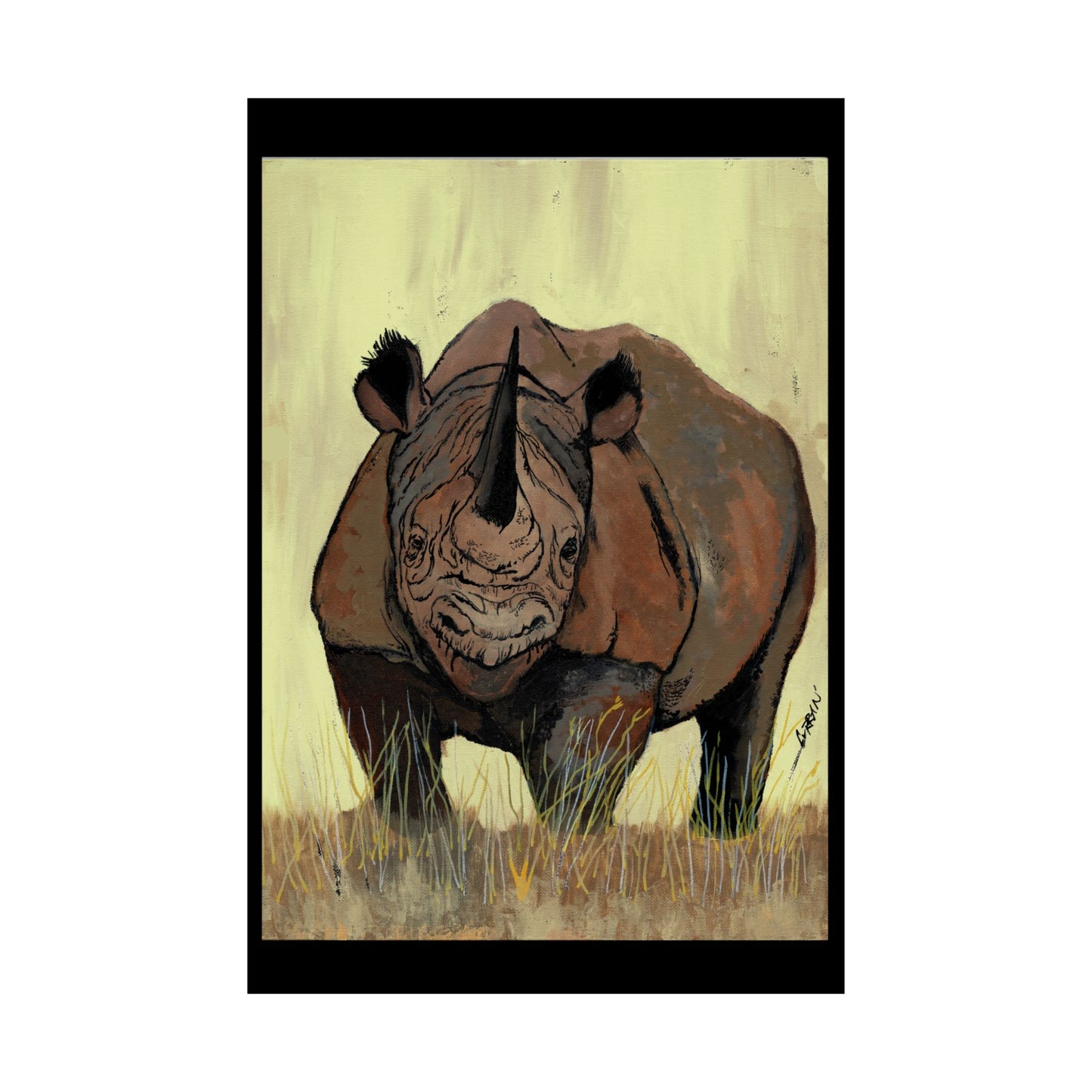 Rhino Wildlife Satin Poster - Majestic Rhino Art - Nature Decor
