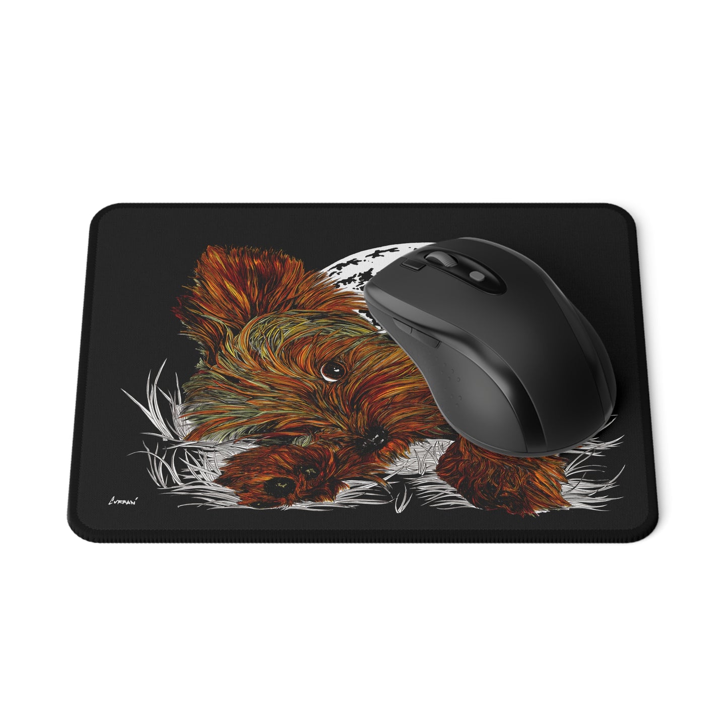 Yorkshire Terrier Under Moonlight, Artistic Non-Slip Gaming Mouse Pad