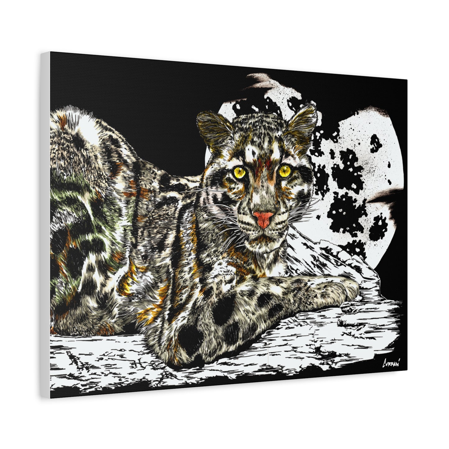 Leopard Canvas Art – Original Hand-Drawn Realistic and Detailed Big Cat Illustration printed on Matte Canvas, Stretched, 1.25"