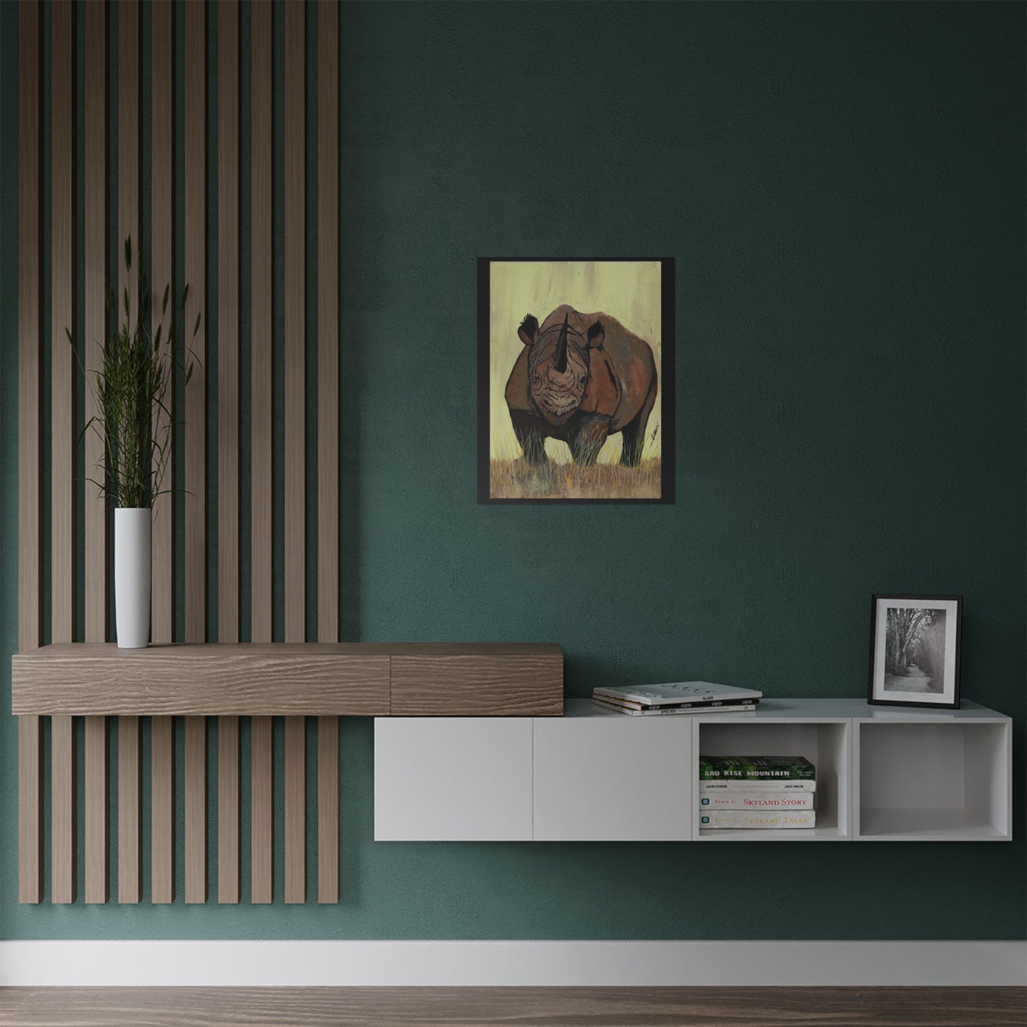 Rhino Wildlife Satin Poster - Majestic Rhino Art - Nature Decor