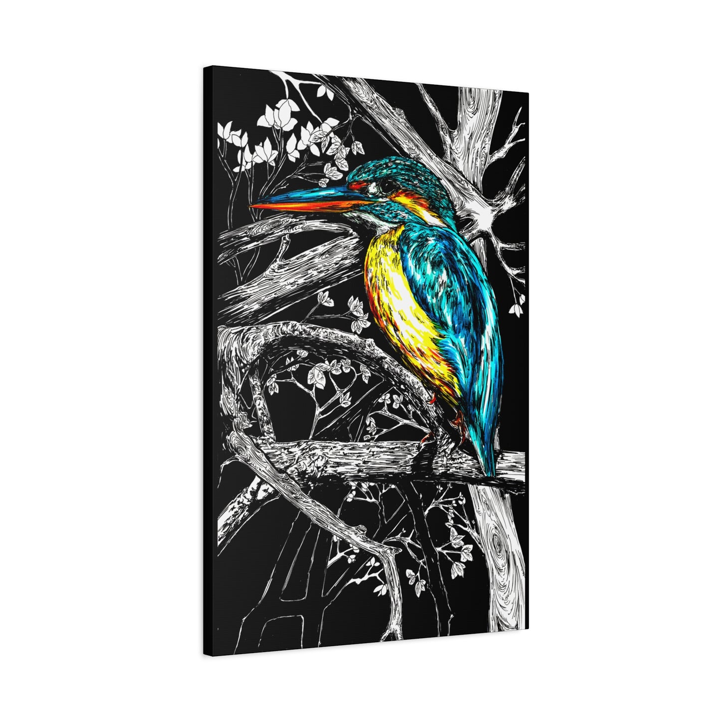 Kingfisher Bird Wall Art Print of the Original, hand drawn
