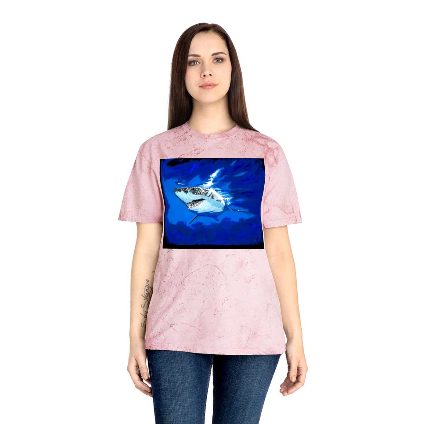 Great White Shark T Shirt Original Hand Painted Art