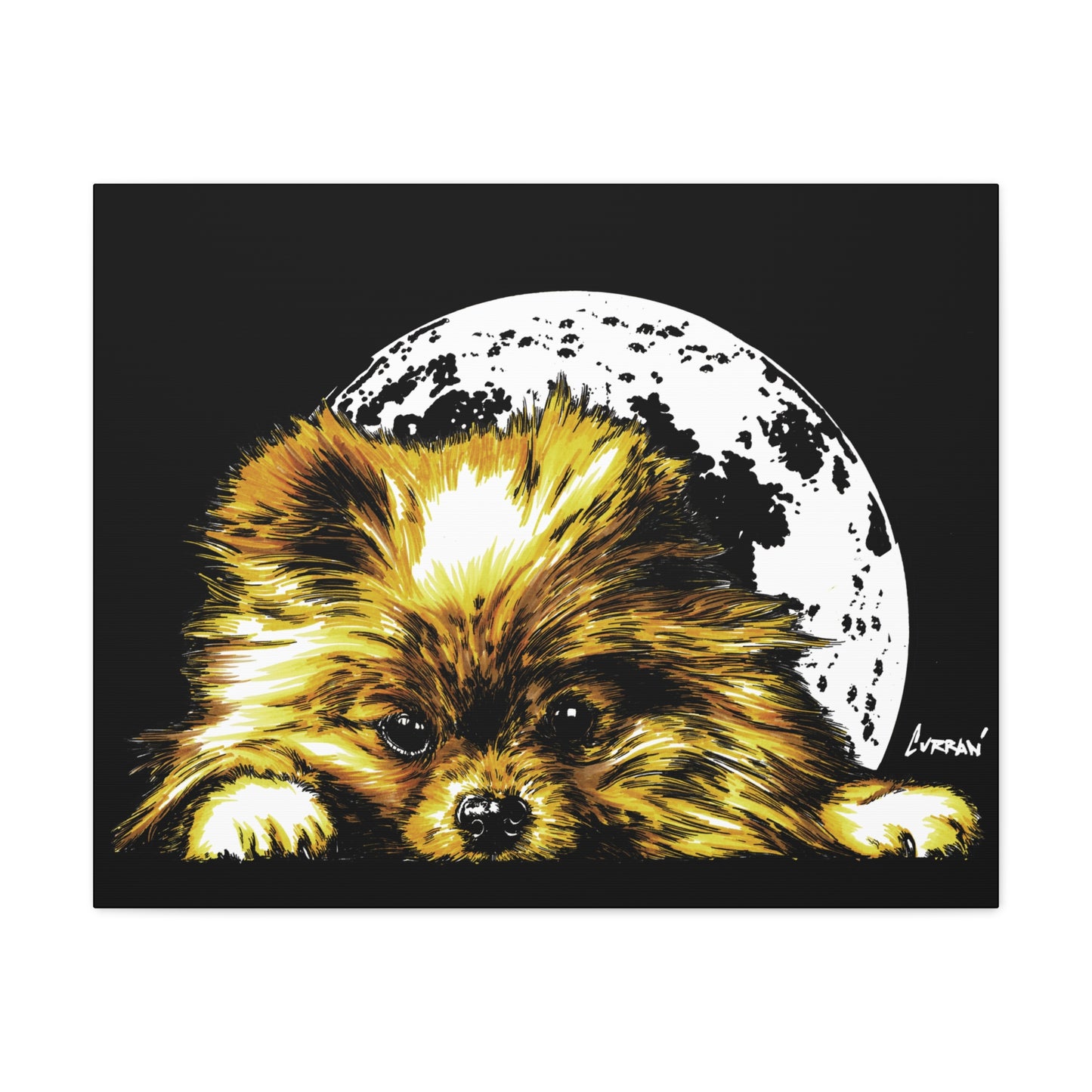 Pomeranian Moon Canvas Art Print- Dog Lover's Decor, 1.25" Stretched Print