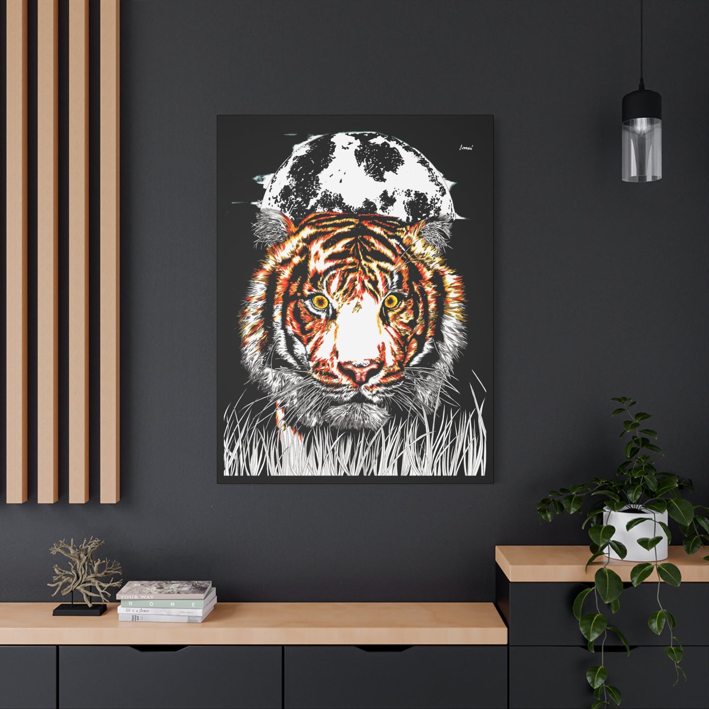 Tiger Wall Art Print of the Original, hand drawn wall art of a Tiger