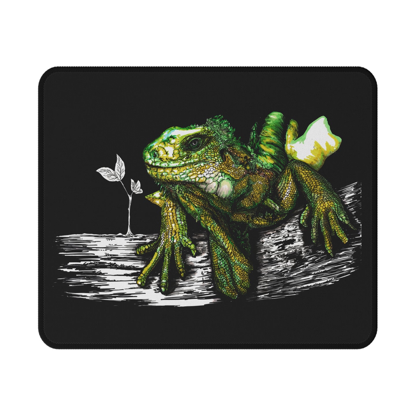 Original Hand-Drawn Iguana Art, Non-Slip Gaming Mouse Pad