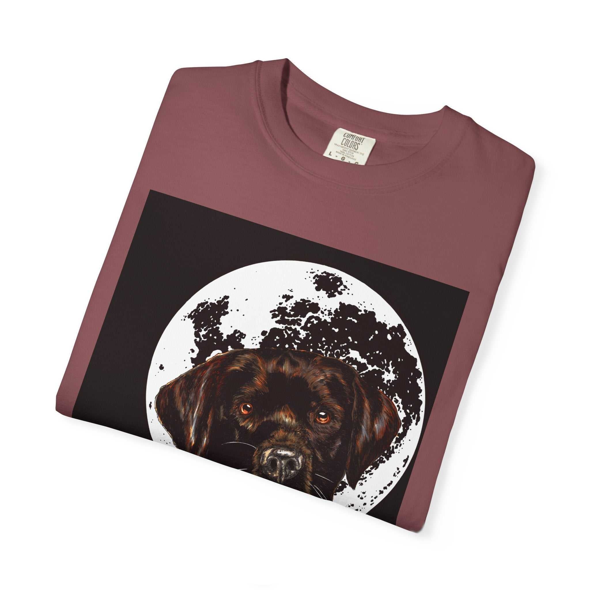 Moonlit Chocolate Lab Unisex Garment-Dyed T-Shirt