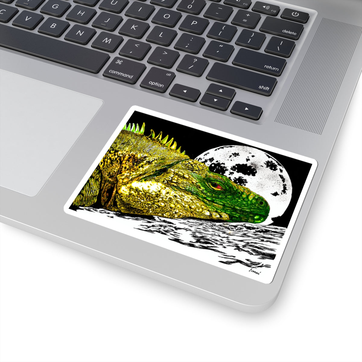 Iguana Kiss-Cut Stickers | Vivid Moonlit Nature Artwork