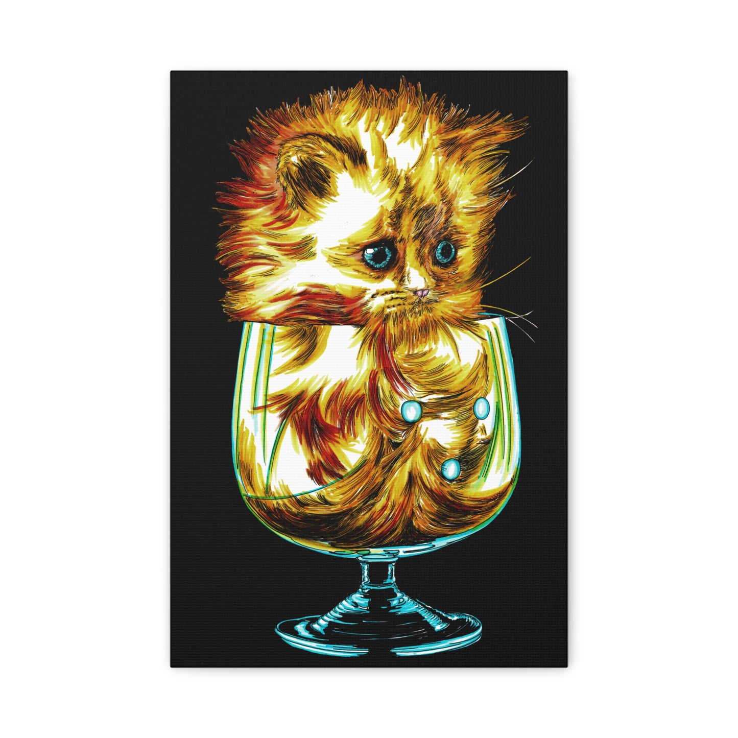 Whimsical Cat Art Canvas Print - 1.25" Stretched Wall Decor