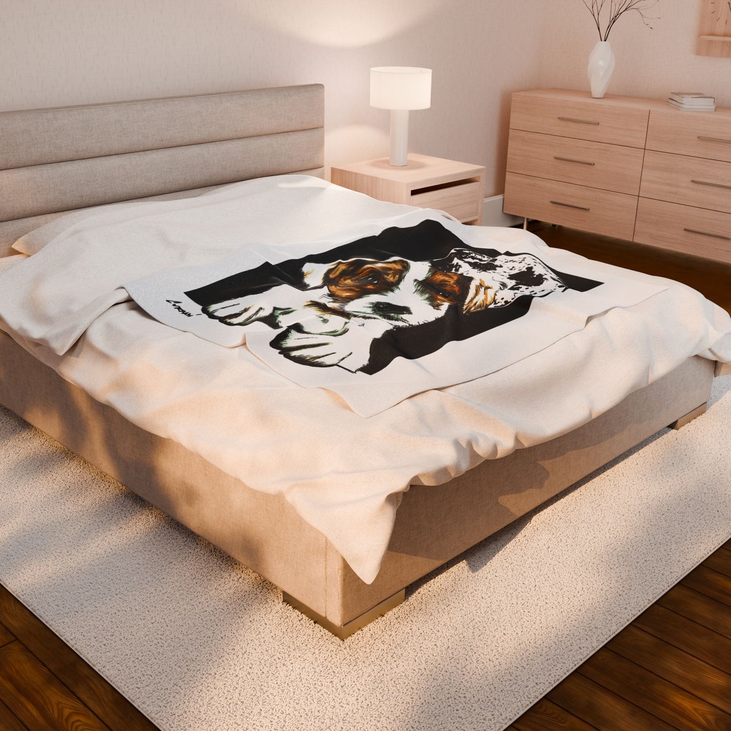 Adorable Beagle Moon Velveteen Plush Blanket