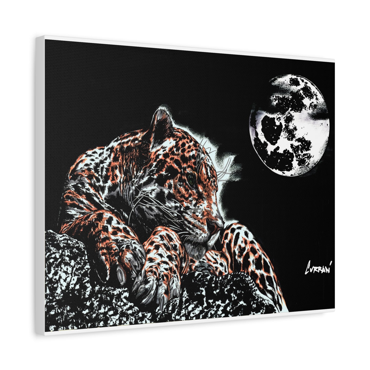 Leopard Canvas Art – Original Hand-Drawn Realistic Big Cat Wall Decor printed on Matte Canvas, Stretched, 1.25"