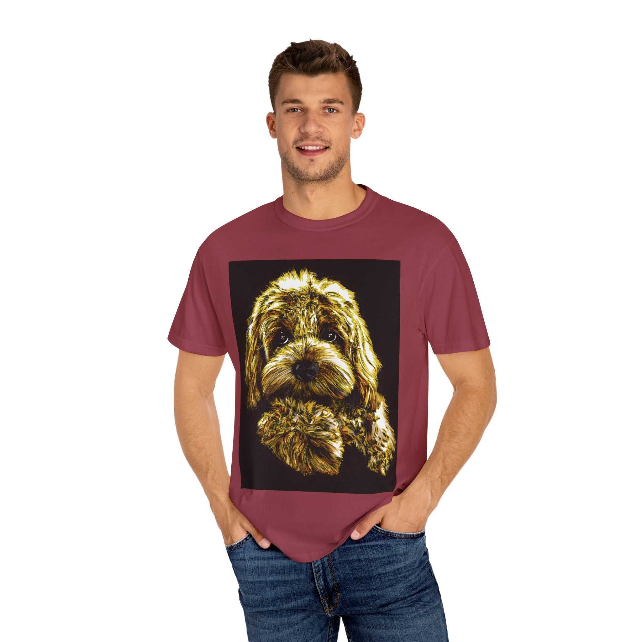 Experience the vibrant colors of our Puppy Color Blast Unisex Garment-Dyed T-shirt and stand out from the crowd. Perfect for all dog lovers!