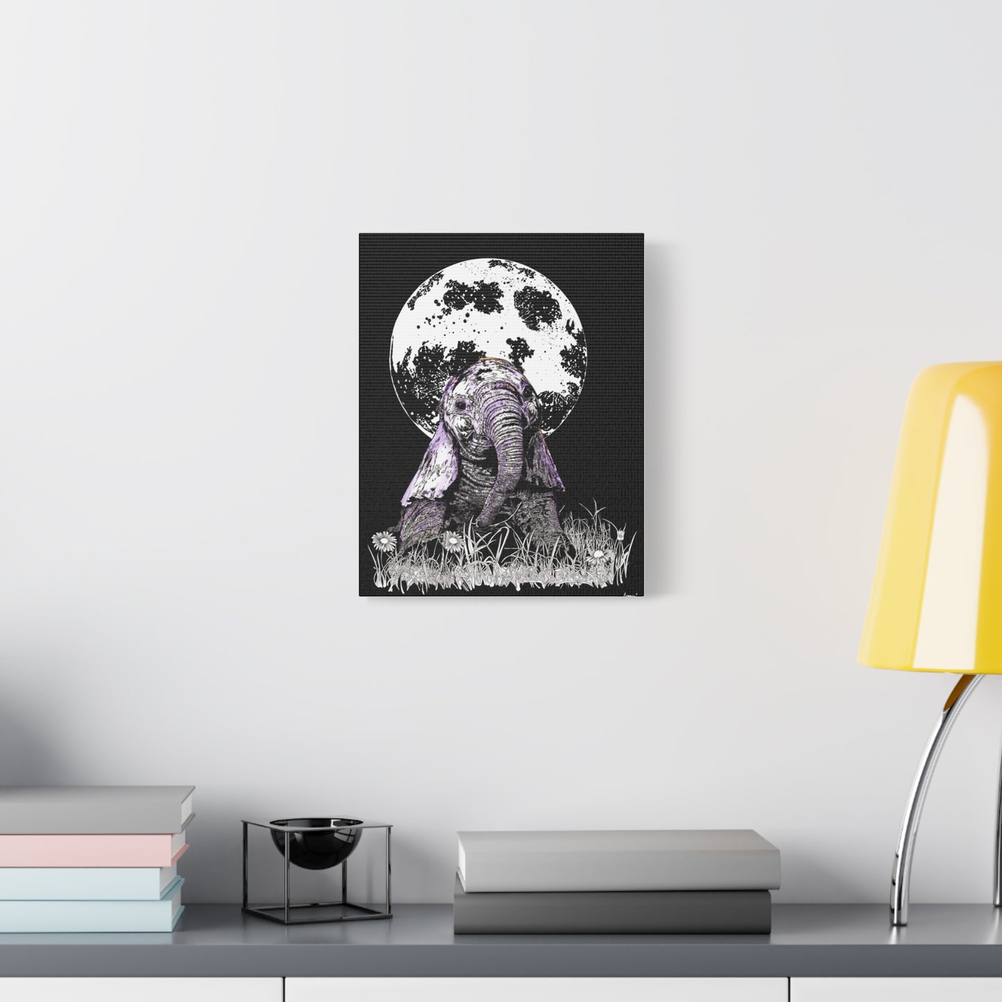 Baby Elephant Canvas Art, Print of Original hand drawn art