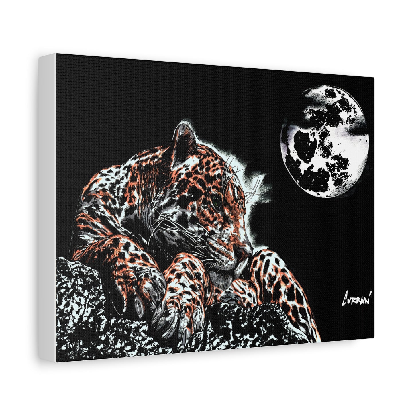Leopard Canvas Art – Original Hand-Drawn Realistic Big Cat Wall Decor printed on Matte Canvas, Stretched, 1.25"