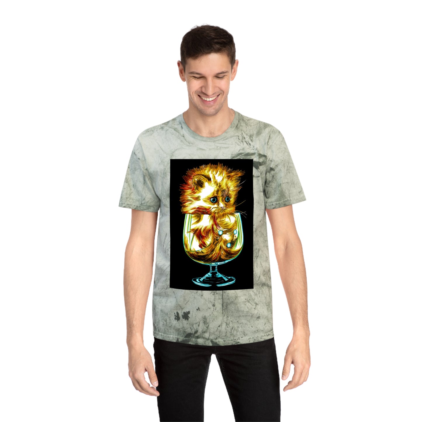 Color Blast Kitten T-Shirt โ Artistic Tee for Cat Lovers