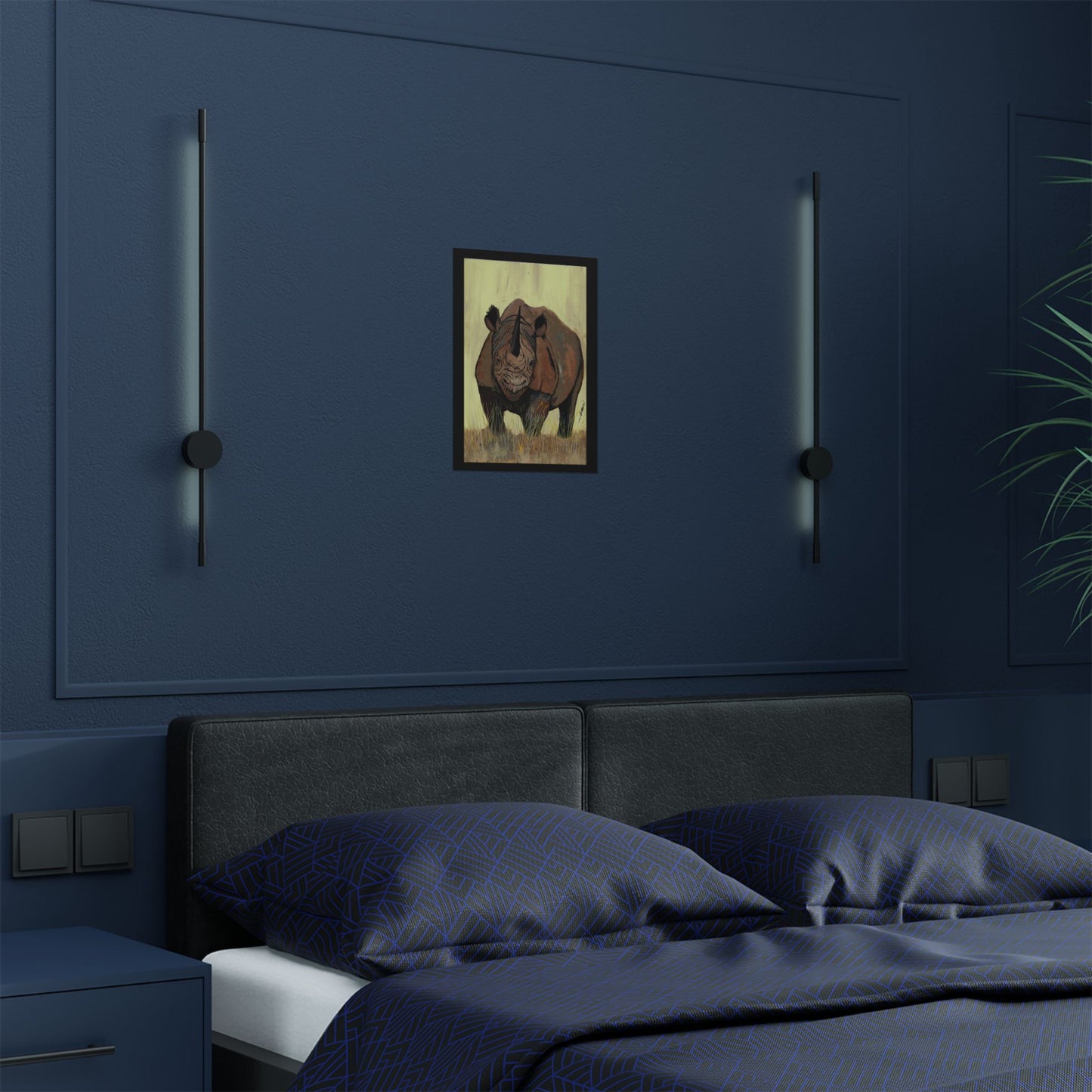 Rhino Wildlife Satin Poster - Majestic Rhino Art - Nature Decor