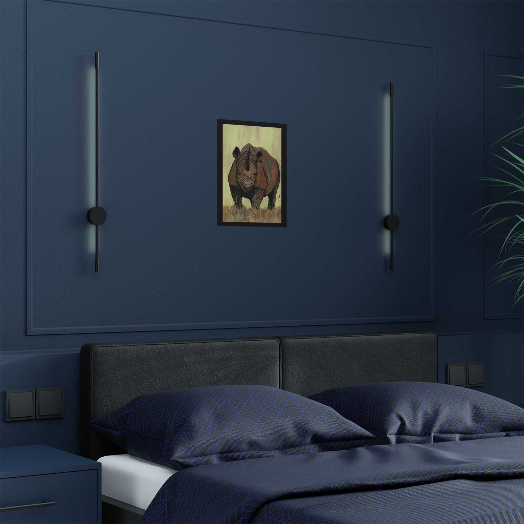 Discover the beauty of Rhino Wildlife Satin Poster - Majestic Rhino Art - Nature Decor - Majestic Rhino Art. Bring the wild into your home today!