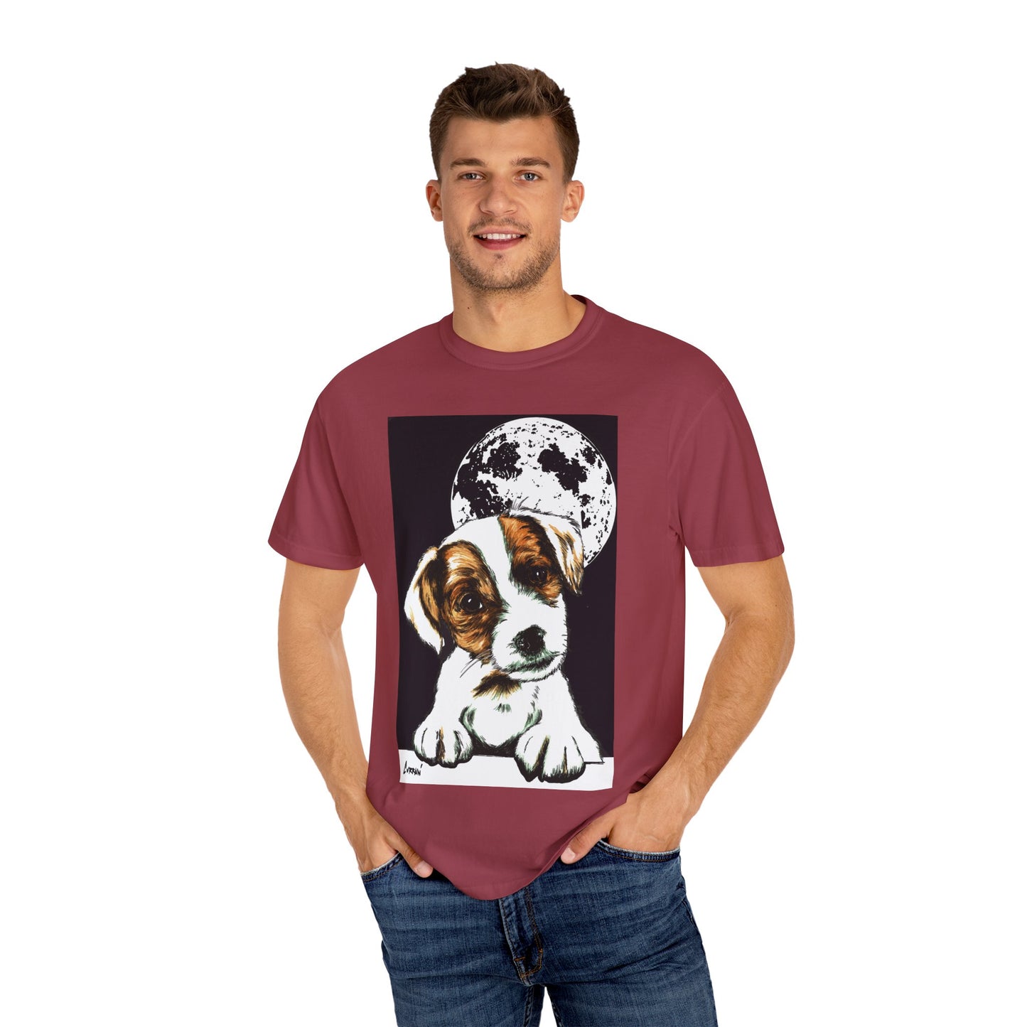 Moonlit Beagle Puppy Unisex Garment-Dyed T-shirt – Perfect for Animal Lovers