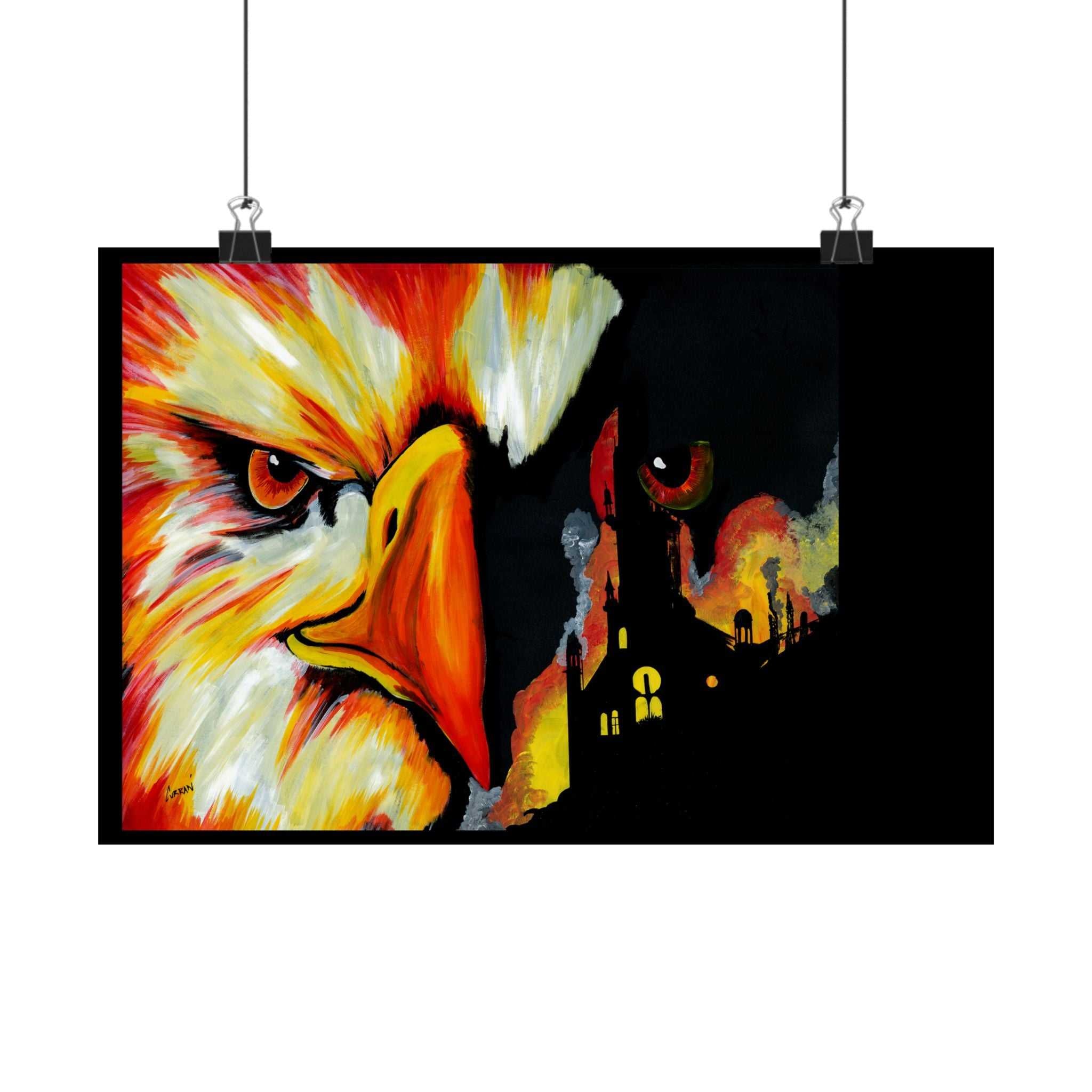 Phoenix Vibrant Satin Poster - Fierce Eagle Artwork