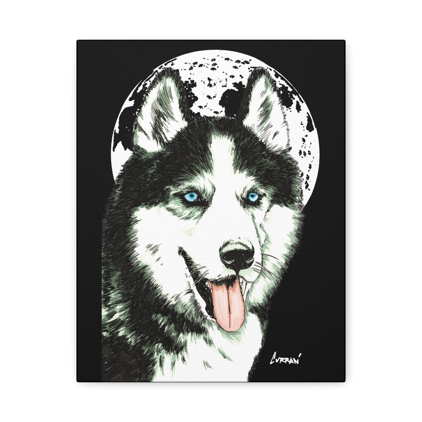 Siberian Husky Canvas Wall Art - Moonlit Dog Decor