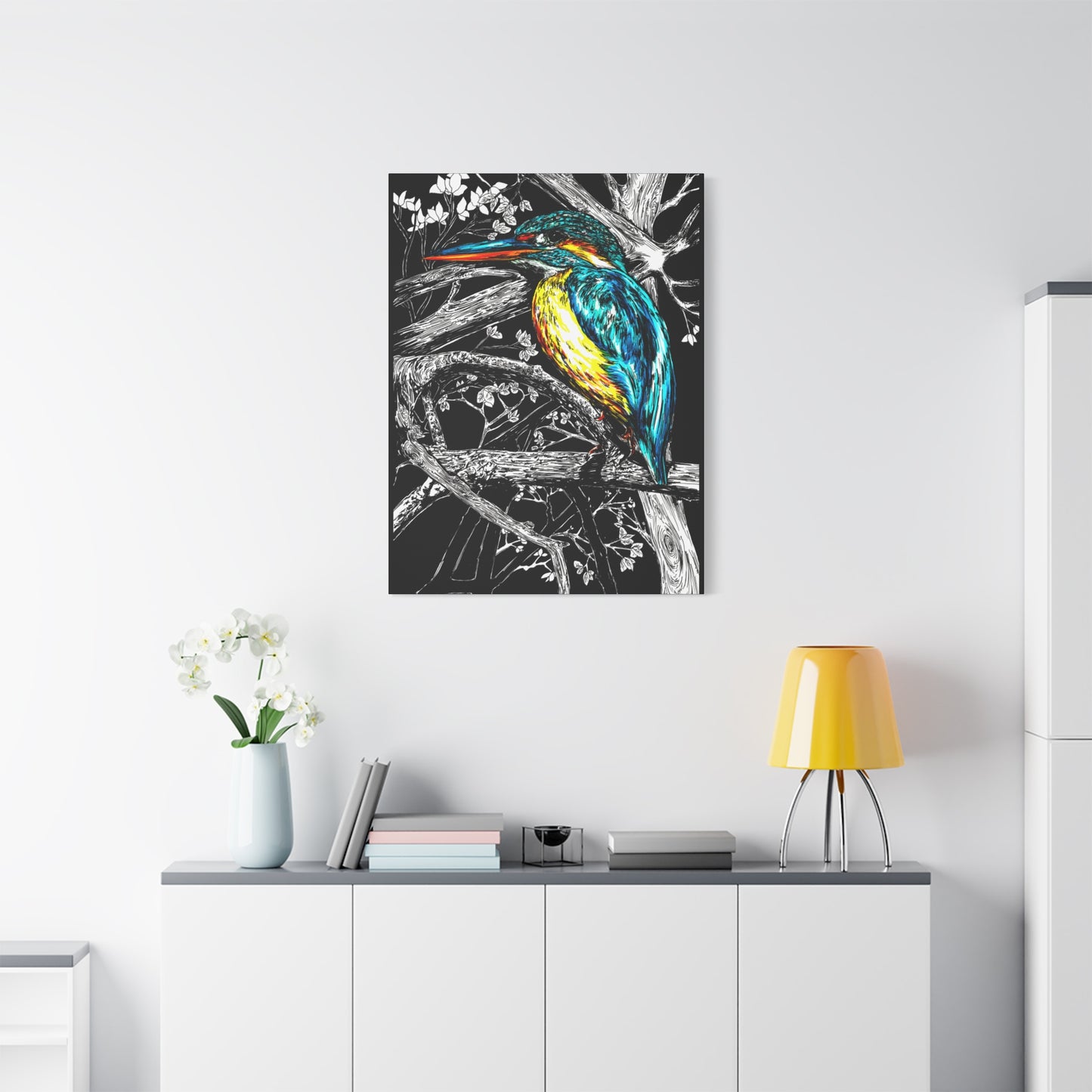 Kingfisher Bird Wall Art Print of the Original, hand drawn