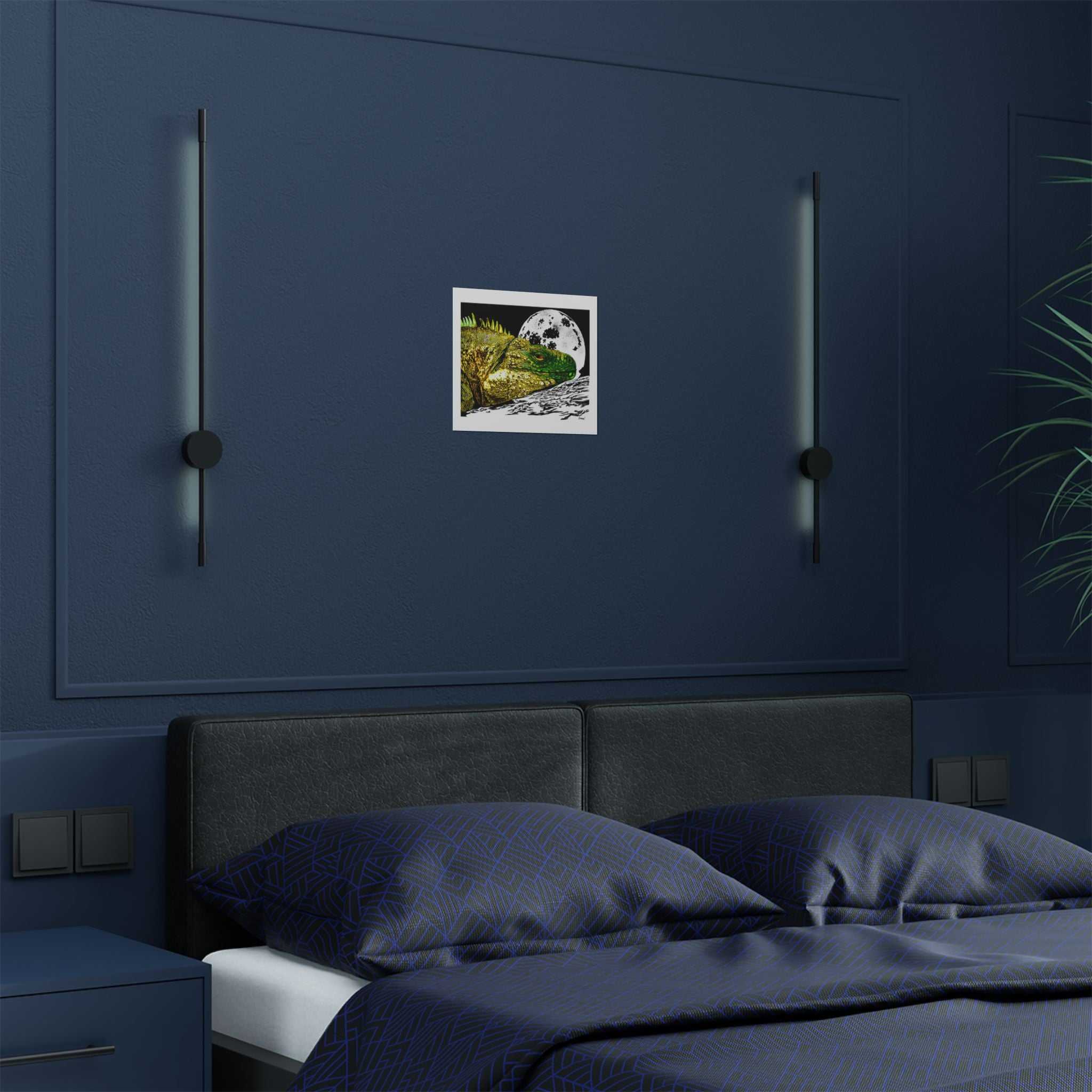 Transform your walls with our Vibrant Iguana Satin Poster - Moonlit Art Print for Nature Lovers. Bring nature's beauty indoors!
