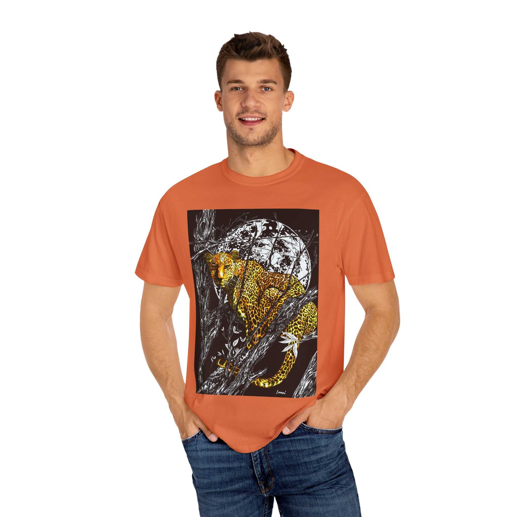 Leopard Unisex Garment-Dyed T-Shirt - Wild Animal Art Tee