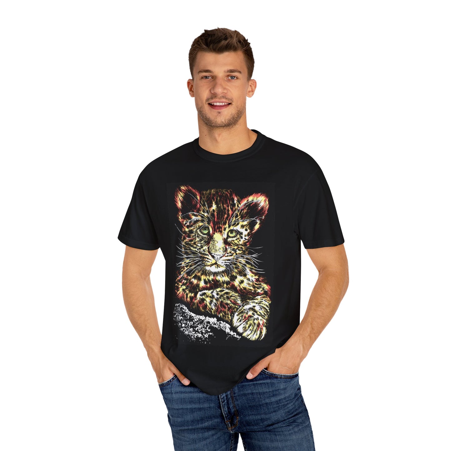Wildlife Lovers Unisex Garment-Dyed T-shirt featuring Playful Leopard Cub