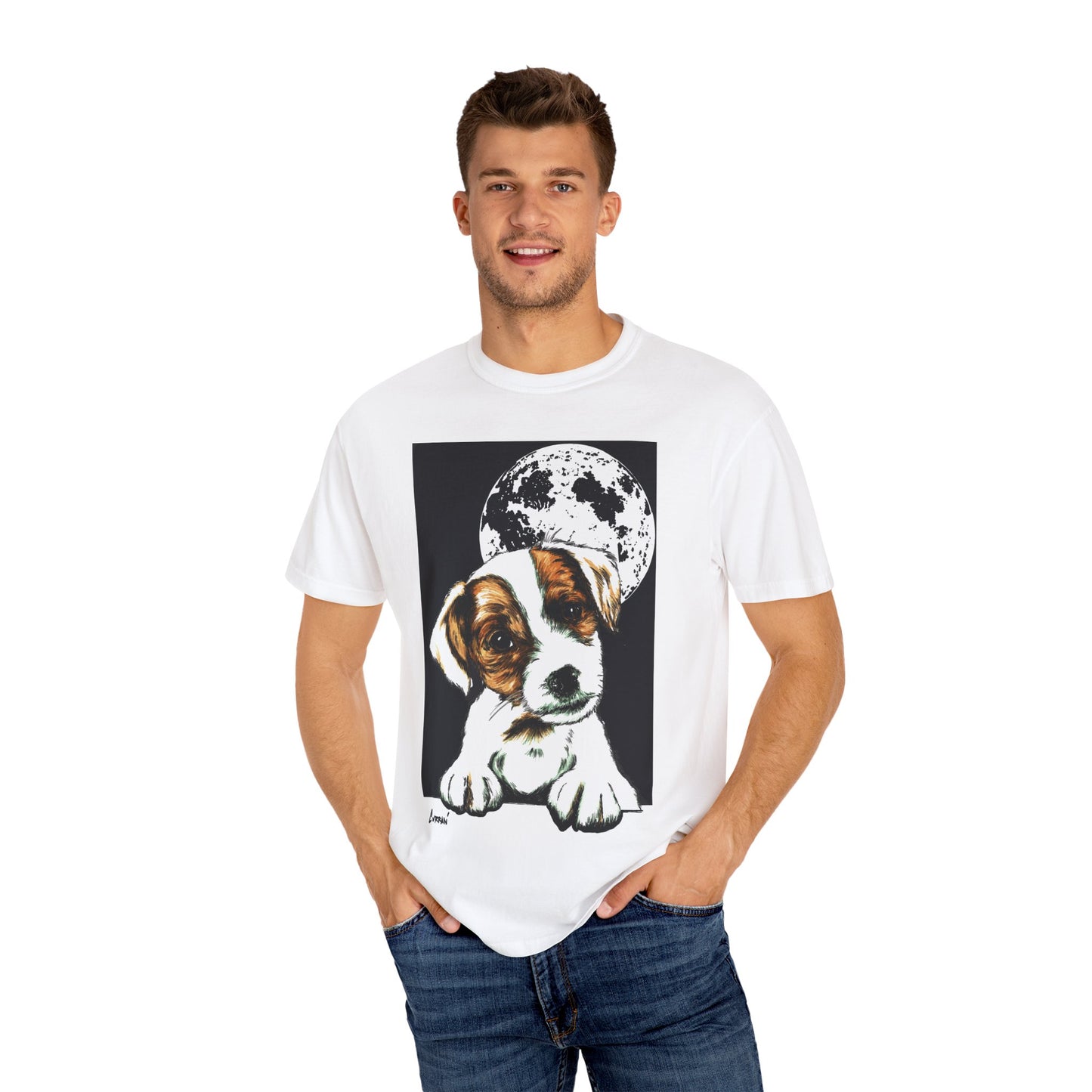 Moonlit Beagle Puppy Unisex Garment-Dyed T-shirt – Perfect for Animal Lovers