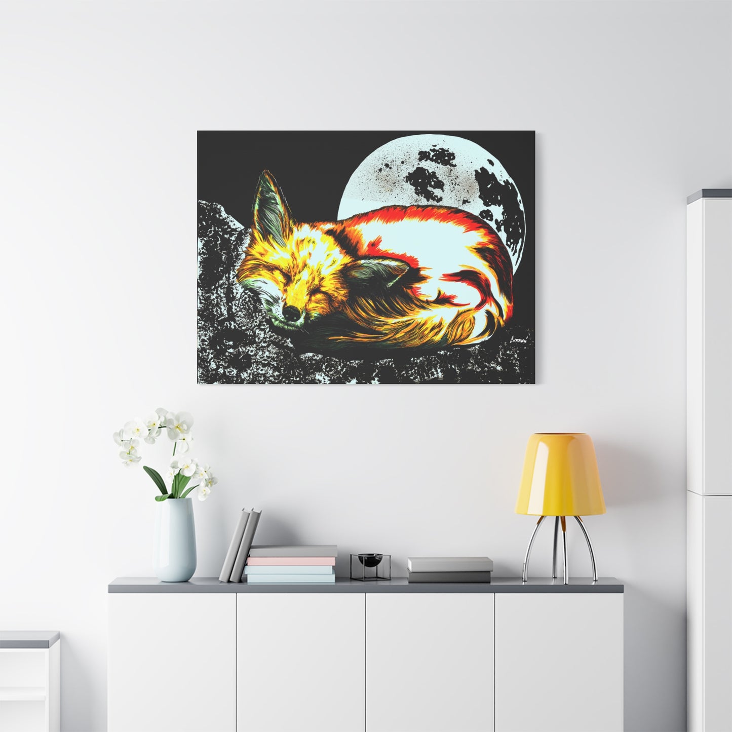 Red Fox Art Print of my Original hand drawn art printed on stretched canvas of a Red Fox
