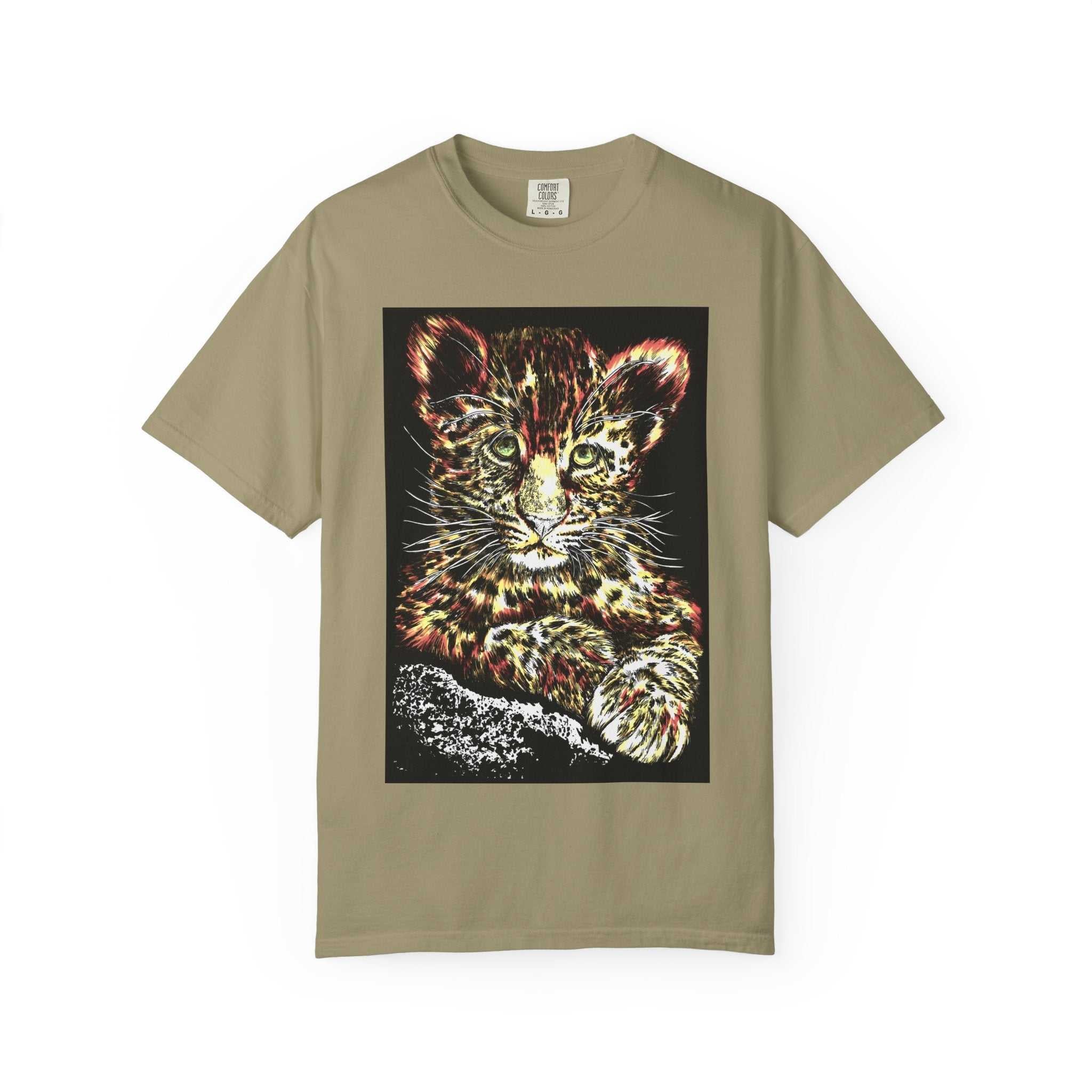 Turn heads with our wildlife Unisex Garment-Dyed T-shirt featuring Playful Leopard Cub. Perfect blend of style and comfort. Shop now!