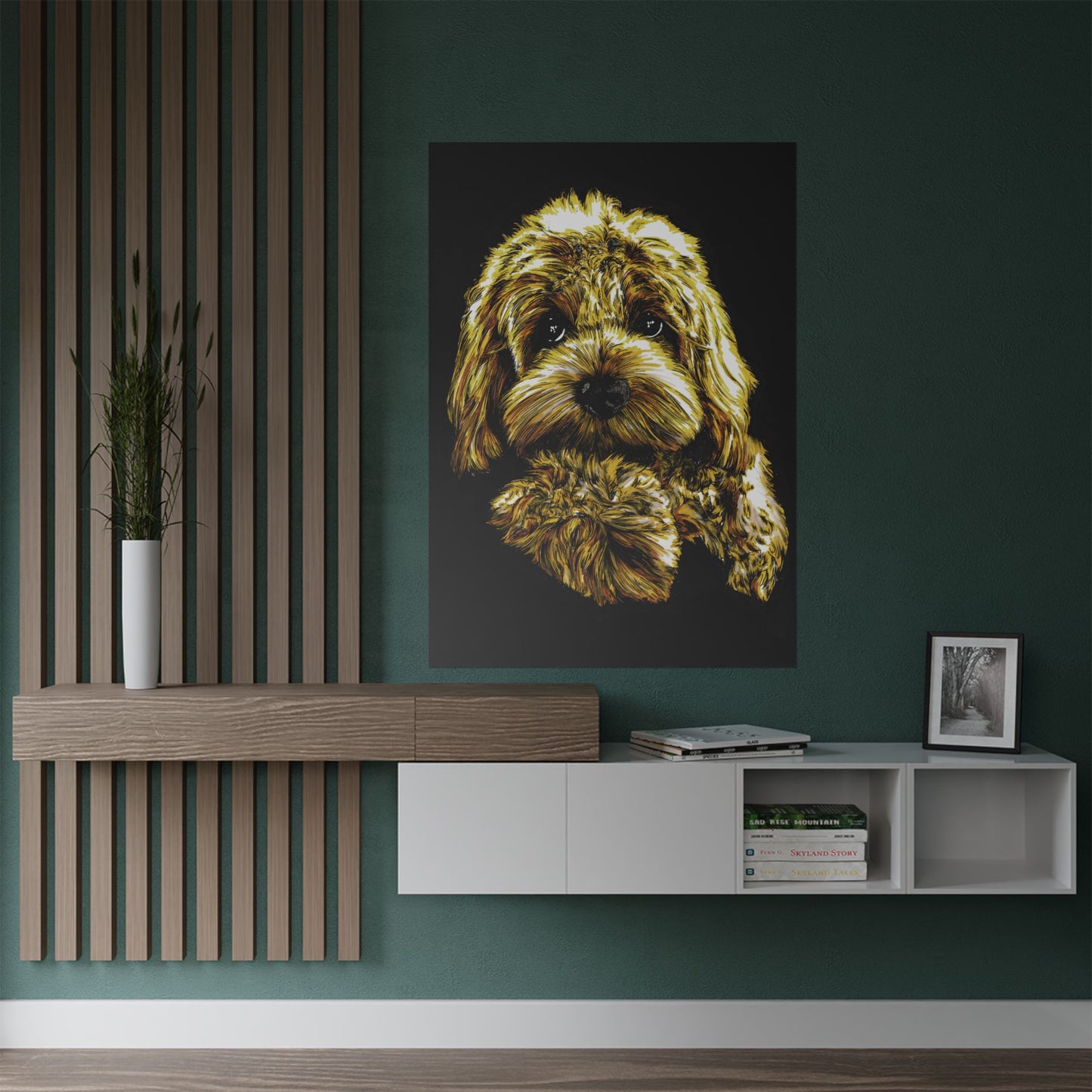Golden Dog Art Satin Poster - Home Decor for Pet Lovers